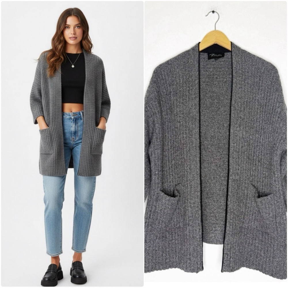 Zoe Couture 100% Cashmere Gray Shrug Sweater Cardigan Small